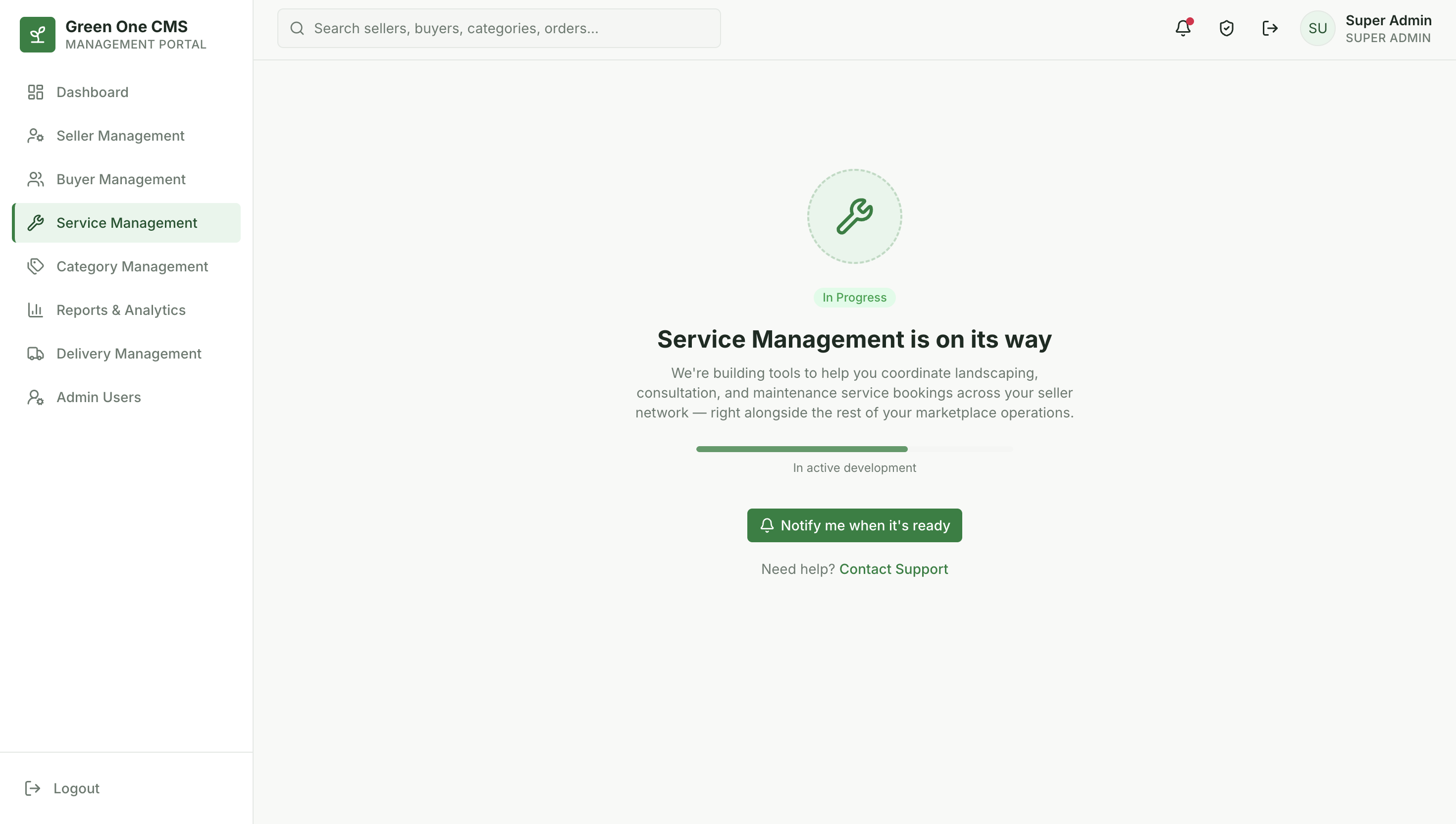 Green One CMS product screenshot