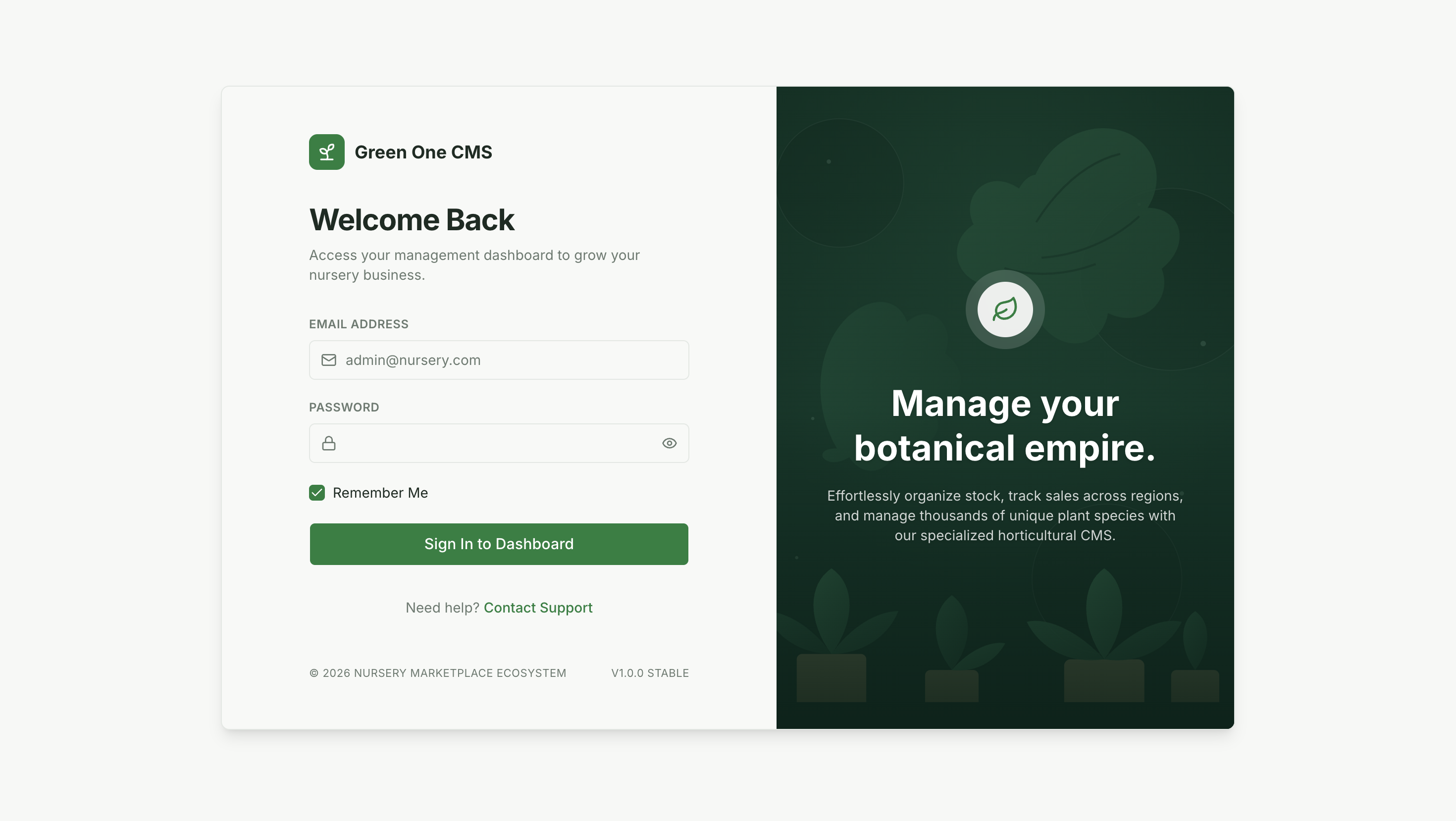 Green One CMS product screenshot
