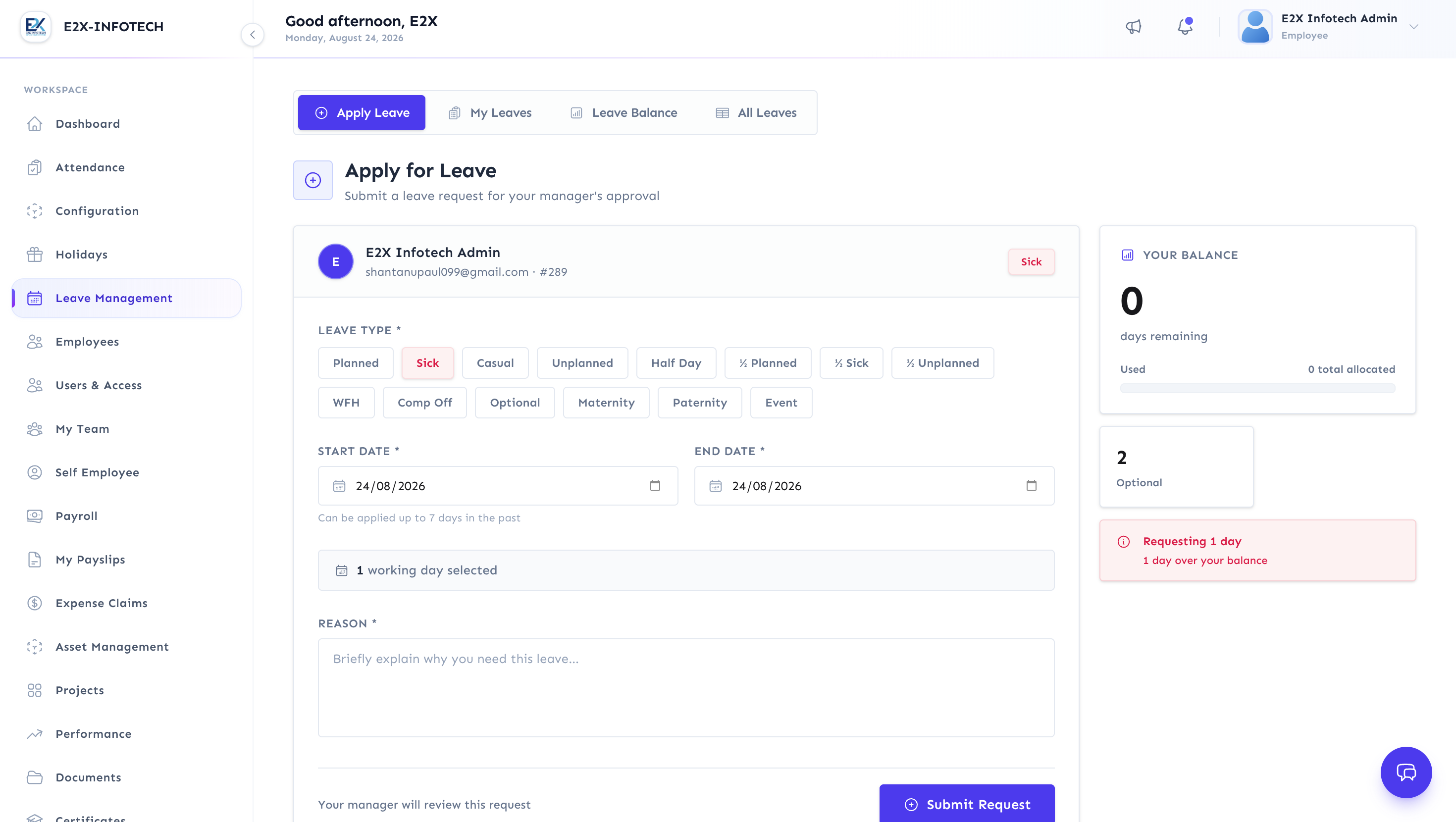 HR SPACE product screenshot