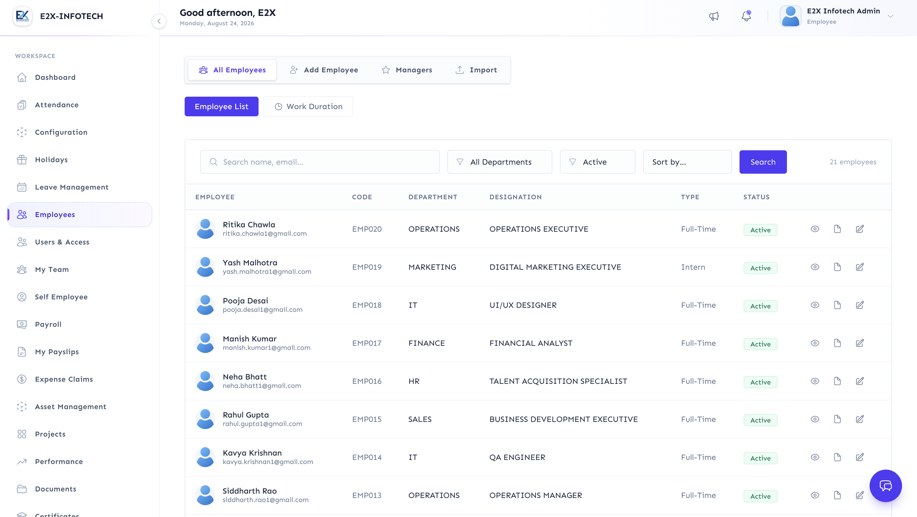 HR SPACE product screenshot