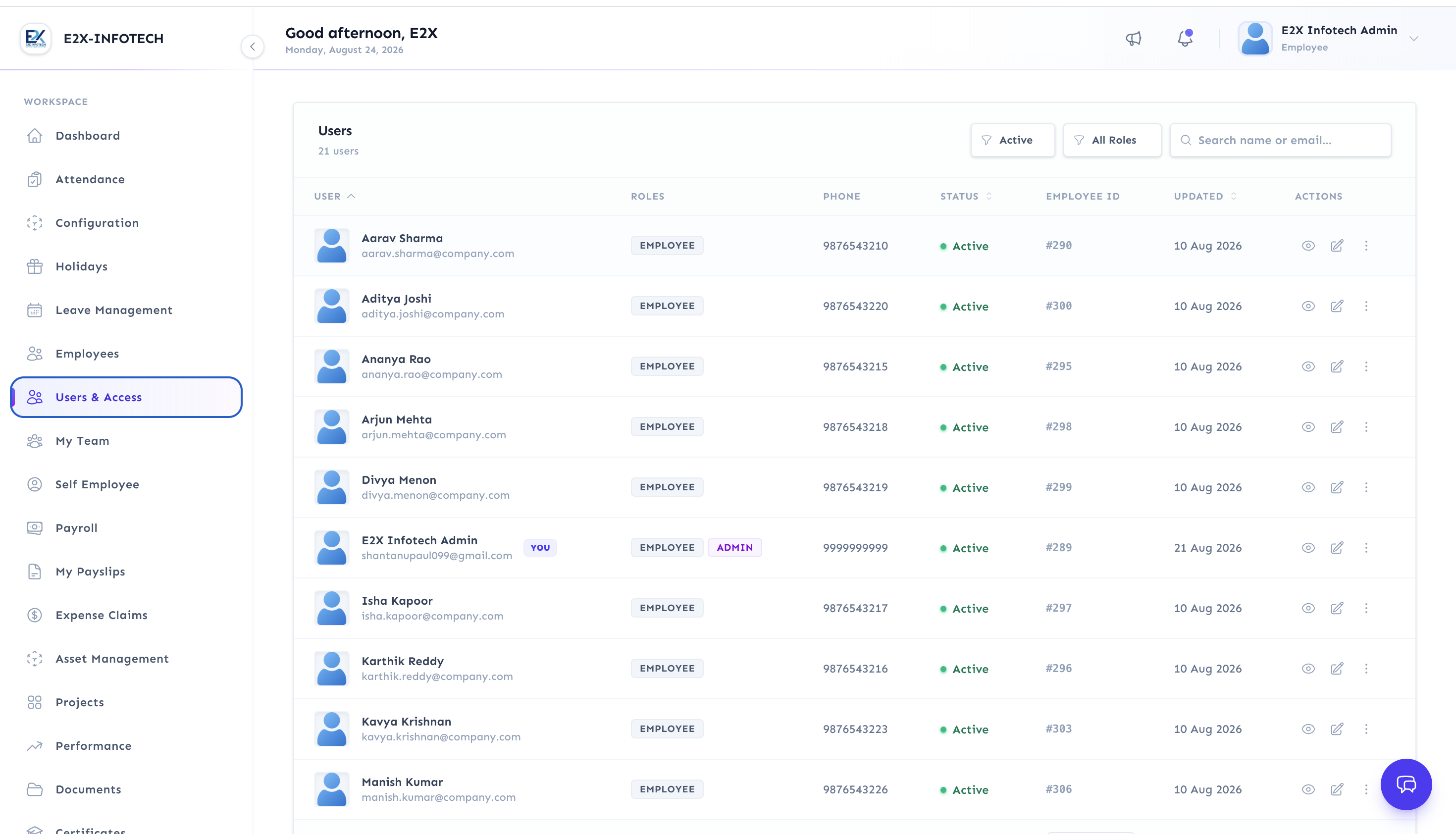 HR SPACE product screenshot