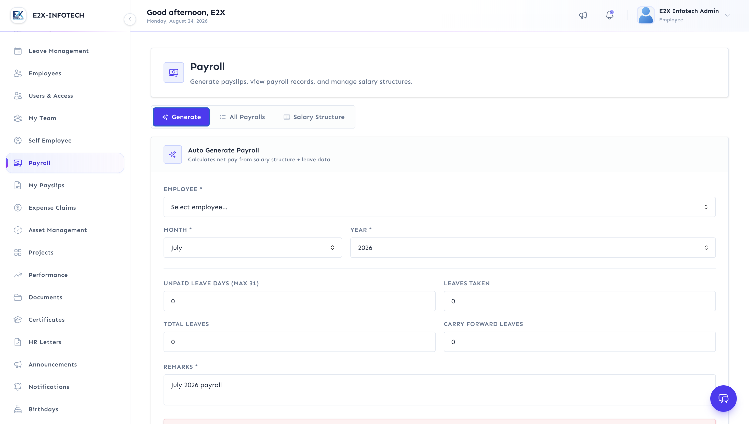 HR SPACE product screenshot