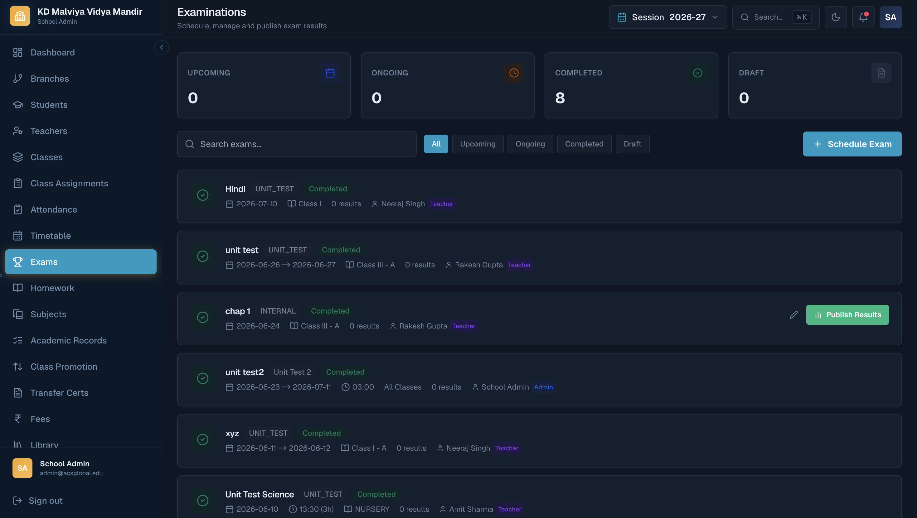 SchoolSaaS product screenshot